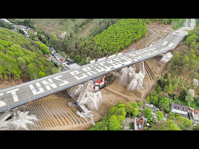 Demolition of the Rahmede Valley Bridge near Lüdenscheid | Blasting of a 453 meter long Bridge