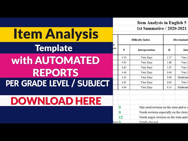 ITEM ANALYSIS TEMPLATE with AUTOMATED REPORT