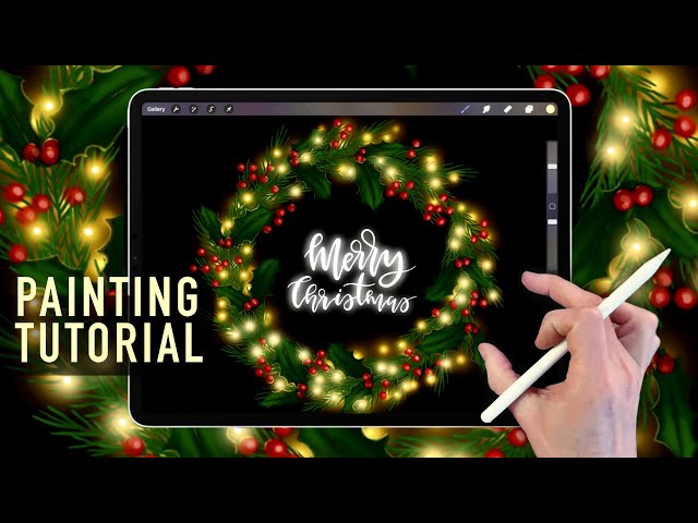 IPAD PAINTING TUTORIAL - How to create a Christmas Wreath in Procreate