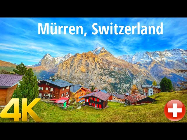 Walking tour in Mürren, Lauterbrunnen, Switzerland 4K 60fps - Incredibly Beautiful Swiss village