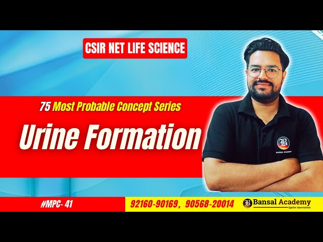 MPC-41 Urine Formation |  Animal Physiology | Most important Topic | CSIR NET Life Science 2024