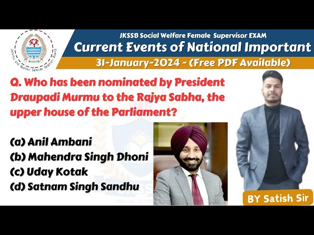 Current Events of National Importance || Current affairs today for jkssb supervisor exam || Lec-14.