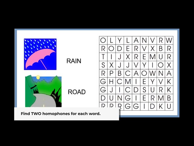 Word Search Puzzles with Homophones   (Version2)