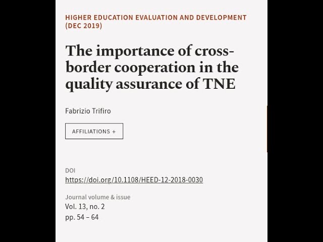 The importance of cross-border cooperation in the quality assurance of TNE | RTCL.TV