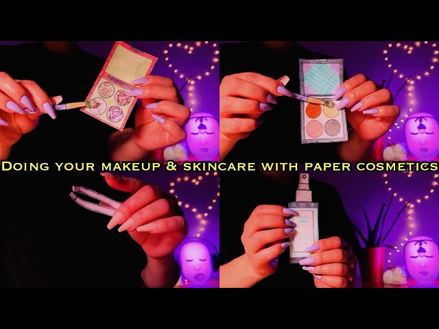 ASMR Doing Your Makeup | skincare with paper cosmetics