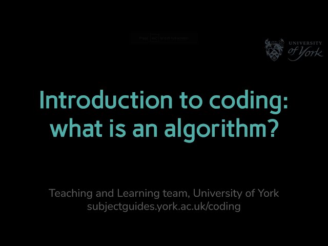 Introduction to coding: what is an algorithm?
