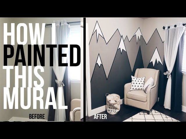 How to paint mountains on bedroom wall, nursery diy