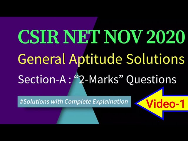 1. CSIR NET NOV 2020 Solutions |General Aptitude Ques(1-5)| 2-Marks Questions |NTA Exam| Easy Method