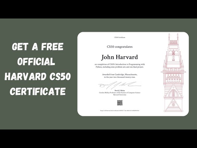 How to get a Free Certificate on Harvard's CS50 & Python 2024