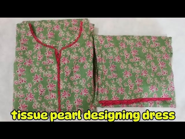 TISSUE PEARL DESIGNING DRESS 🥻| LAWN SUIT #sewinghacks#pearl#trending #switch#viralvideo