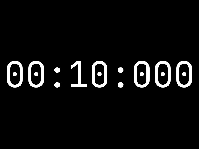 Countdown timer 10 seconds [00:10:000] - White on black with milliseconds