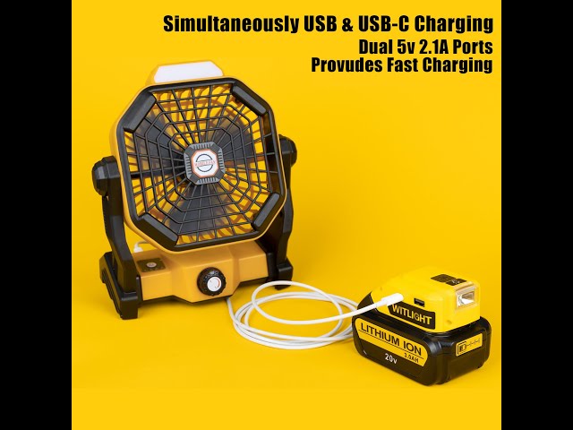 Witlight USB Charger Adapter with Led Work Light PD 20w Fast Charger for Dewalt 20v Max Battery