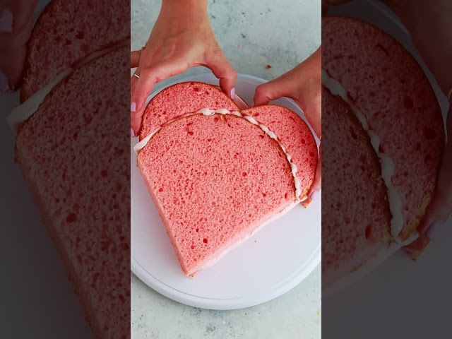 The easiest way to make a heart shaped cake from round cake layers ♥️ #shorts #valentinesday #cake