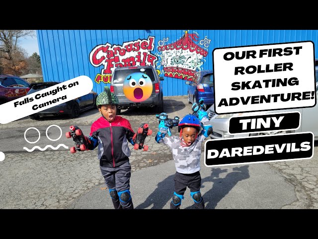 Little Champs On Wheels! First Skate at Carousel Family Fun Center | Funny Falls Caught on Camera!