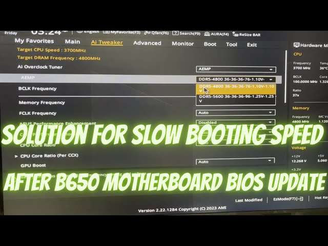 Temporary Solution for slow booting speed after B650 motherboard BIOS update