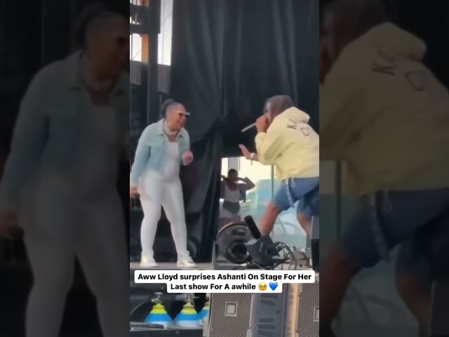 Lloyd surprises #Ashanti On Stage For Her Last show For A awhile 🥹💙 Love their bro and sis bond!