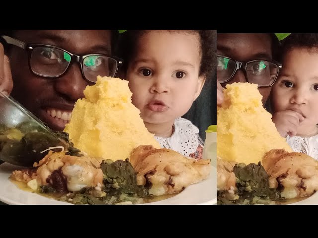 BRITISH TRY AFRICAN FOOD|CHICKEN WITH FUFU AND OKRA SOUP|NIGERIAN FOOD|FUFU MUKBANG|FUFU |OKRO |ASMR