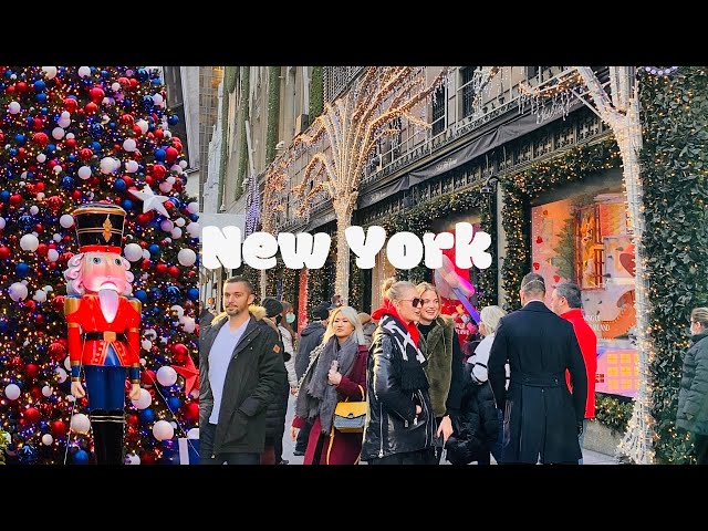 [4K]🇺🇸NYC Christmas Walk 2021🎄Saks Fifth Avenue, Rockefeller Christmas Tree, 6th Ave | Dec 2021