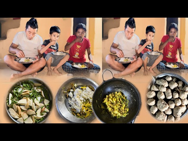Food for the poor||drumstick potato soyabeans and rice cooking Eating||Nepali Village Cooking