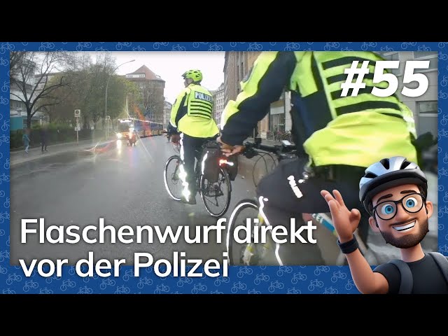 🍾 Flaschenwurf direkt vor der Polizei – Dashcam (Berlin Cycling Diary)