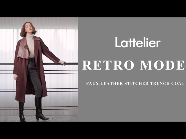 Lattelier - Retro Mode Collection (Faux Leather Stitched Trench Coat)