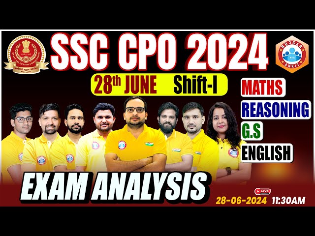 SSC CPO Analysis 2024 | 28 June Shift 1 | SSC CPO Question Paper 2024 Analysis | SSC CPO SI 2024