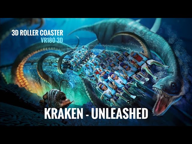 KRAKEN unleashed VR Roller Coaster VR 180 3D full Experience | VR POV SeaWorld Orlando Oculus VR360