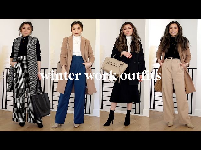 1 MONTH WINTER WORK OUTFITS, 12 clothing pieces 💼 | Winter Work Capsule Wardrobe | Miss Louie