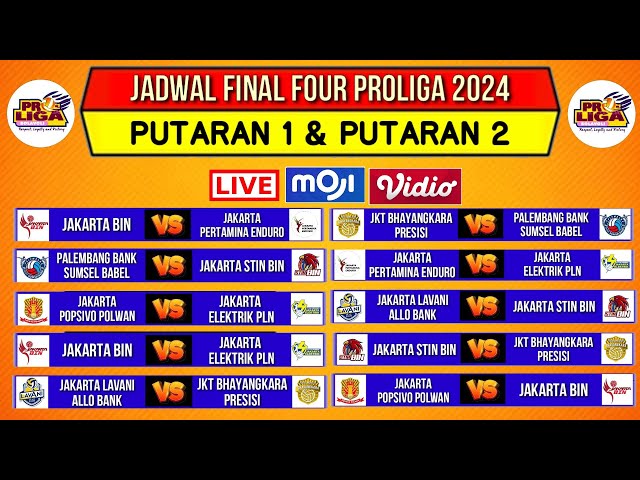 Jadwal Final Four Proliga 2024~Jadwal Proliga Final Four Putaran 1 & Putaran 2~Top Skor~Live Moji