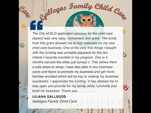 Liliana Gallegos Starts New Child Care Business in SLO
