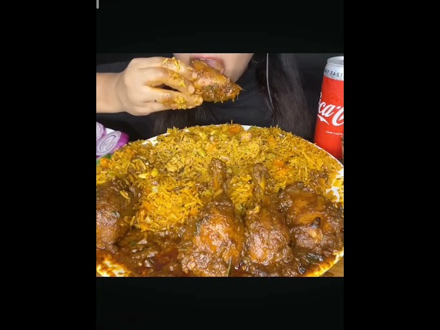 chicken curry with biryani #mukbang #bigbiteschallenge #eatingshow #eating #foodchallenge #food
