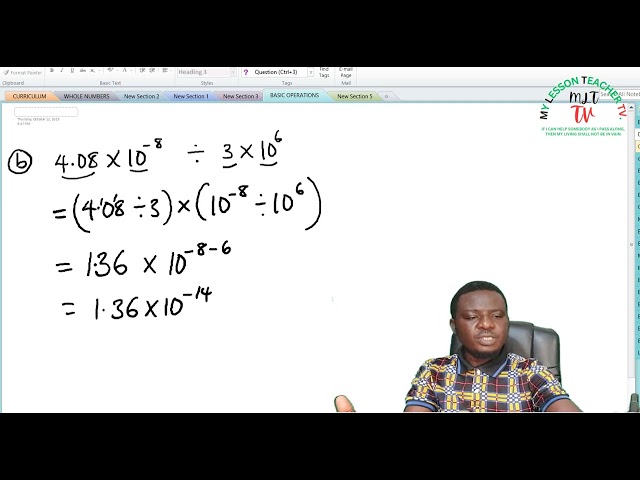 JSS 2 lec005 Basic operations on numbers in standard form