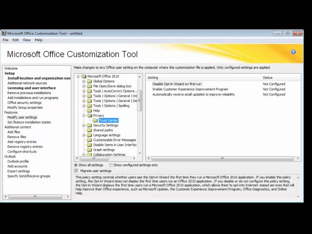 Using the Microsoft Office 2010 Customization Tool