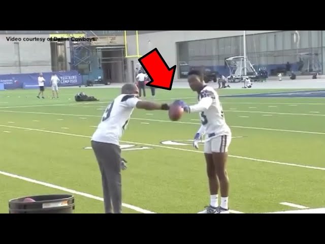 Dallas Cowboys Receivers Amari Cooper and Michael Gallup work on a one-hand catch drill!