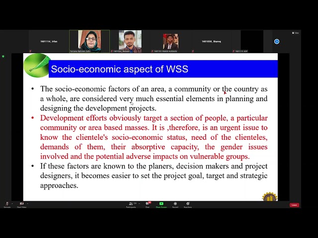 L-8 Socio Economic Aspect of WSS, Participatory Approach //CE 451 // FRZ // 4-1