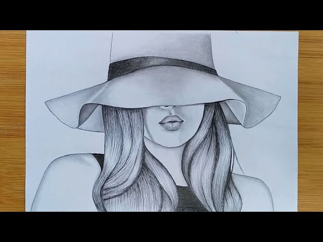 How to draw a girl with hat //Pencil sketch