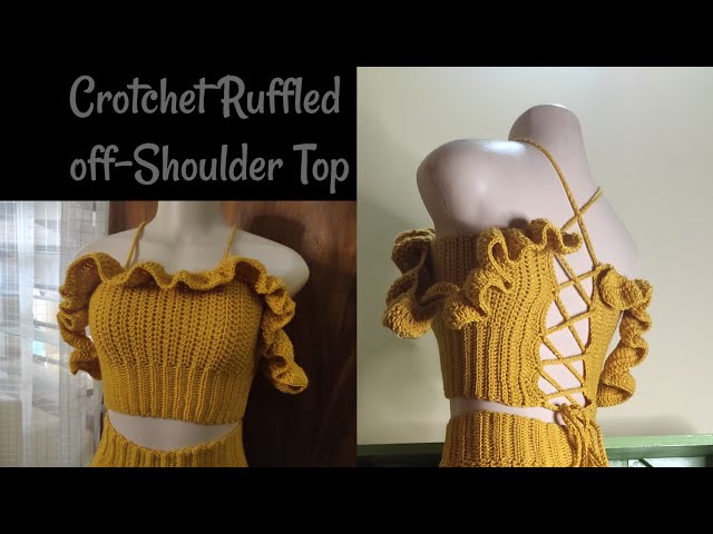 How to crochet a ruffled off-shoulder top in all sizes