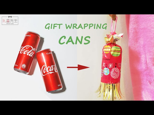 How to gift wrap a cylinder tin | Beer can wine bottle wrapping ideas | 如何包裝罐頭禮物