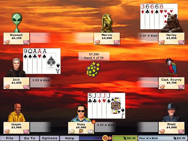 Hoyle Card Games 2005 - 8-player 50 Hand Poker Gameplay - 4 of a Kind!!