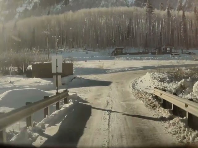 Beautiful Colorado Mountain Road in icy December of 2023 - Model Y Dash Camera raw footage.