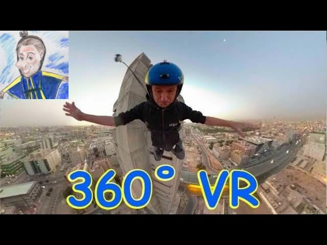 B.A.S.E. jumping in 360˚ VR. Building, Antenna, Span, Earth