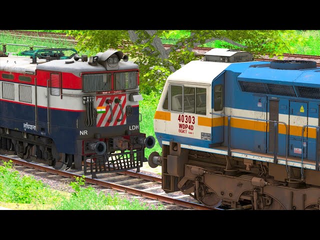 TRAINS HIGH SPEED CROSSING | BUMPY RAILROAD | Indian Train Simulator | Railworks