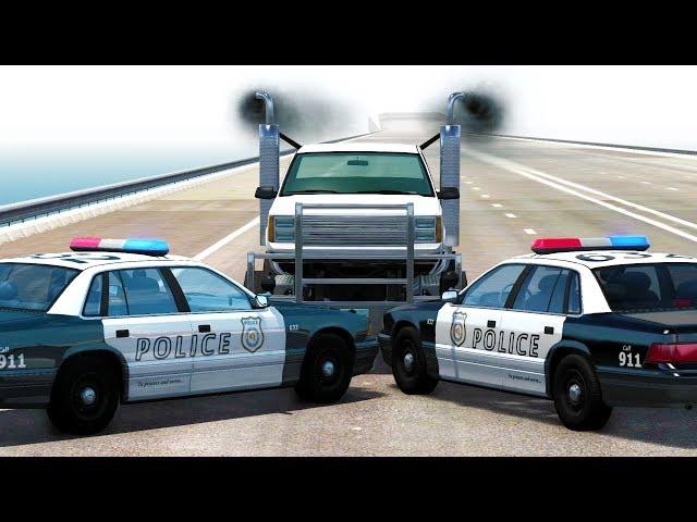 POLICE BLOCKADE BUSTING ENDURANCE CHALLENGE - BeamNG Drive Crash Test Compilation Gameplay