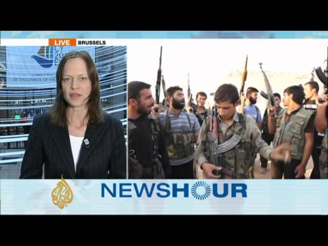 EU ministers meet with Syrian opposition head