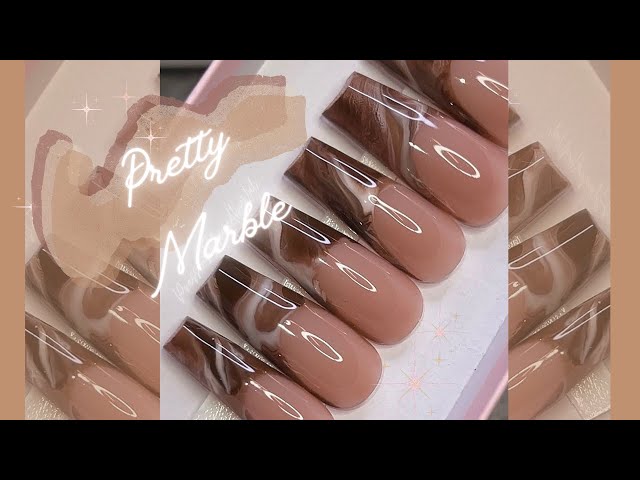 Easy Marble french tip tutorial | How to make press on nails for beginners | Marble nails tutorial