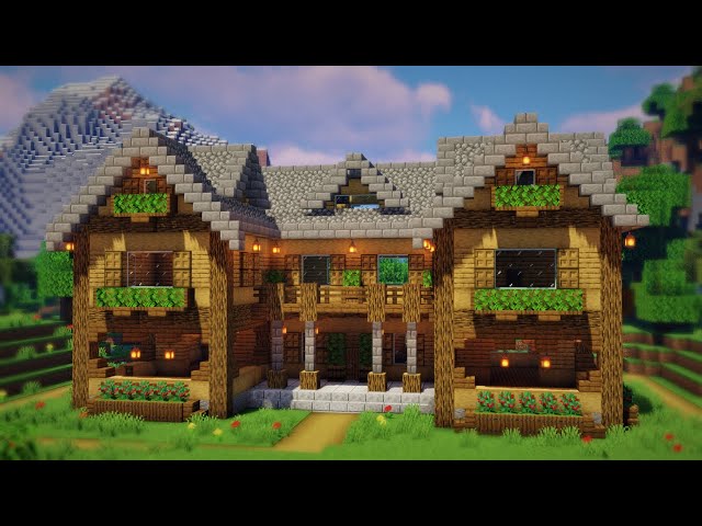 Minecraft | How To Build a Big Oak Survival Mansion | Big Wooden House Tutotorial | Survival Base