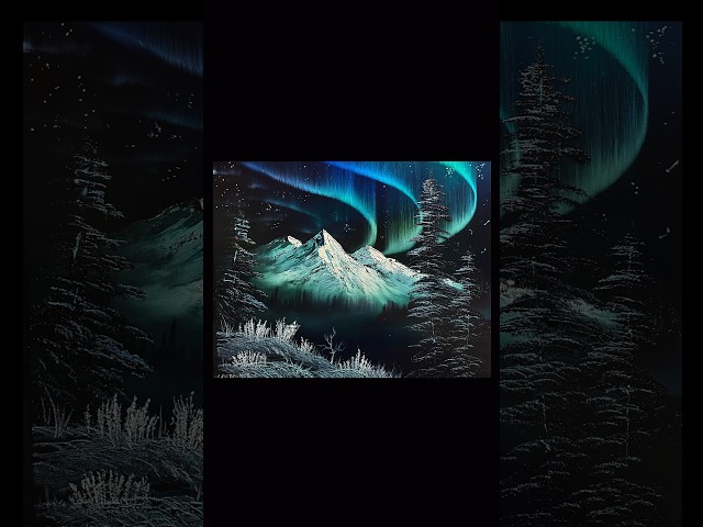 Fun Northern lights Bob Ross Style Painting #art #oilpainting #fyp #fypシ #fun #shortsvideo #shorts