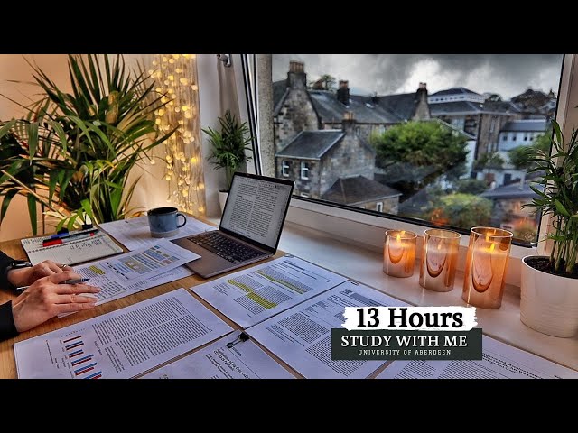 13 HOUR STUDY WITH ME | Background noise, 10-min Break, No music, Study with Merve