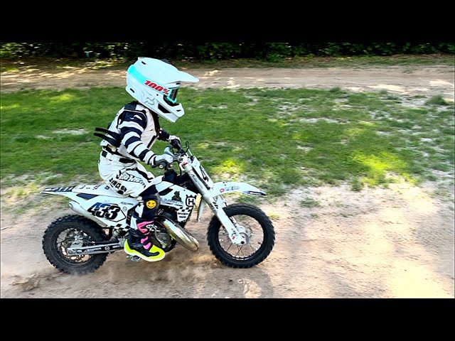 Riding backyard track, TC50cc learning and having fun wide open put a 90 main jet in #dirtbike #moto