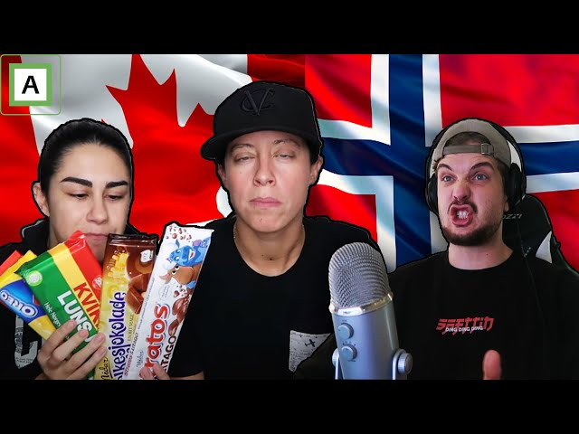 Norwegian guy reacting to Canadian Girls eating Norwegian Candy!